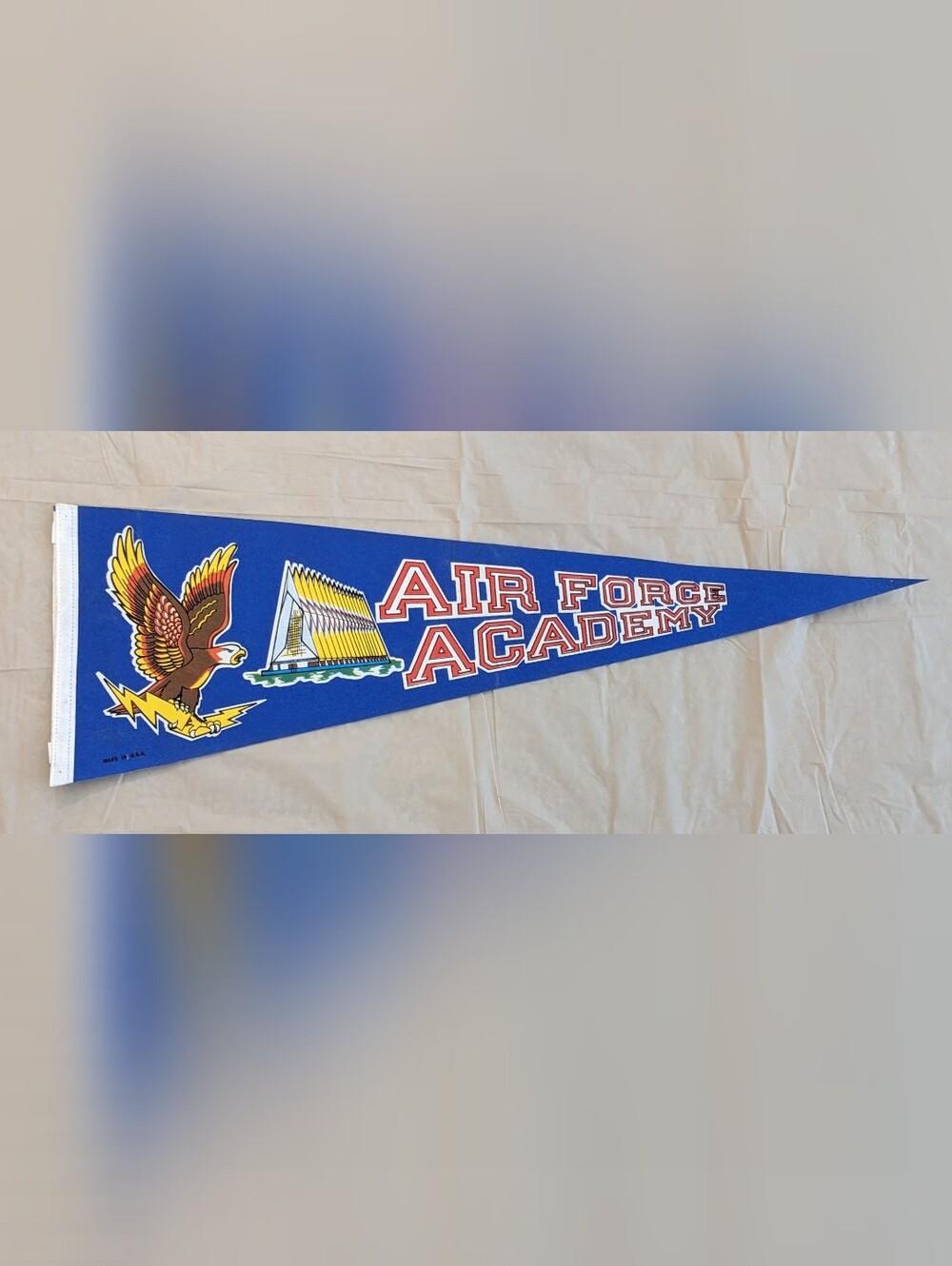 Air Force Academy Vintage Pennant - Blue with Red and Yellow Graphics U.S.A Made